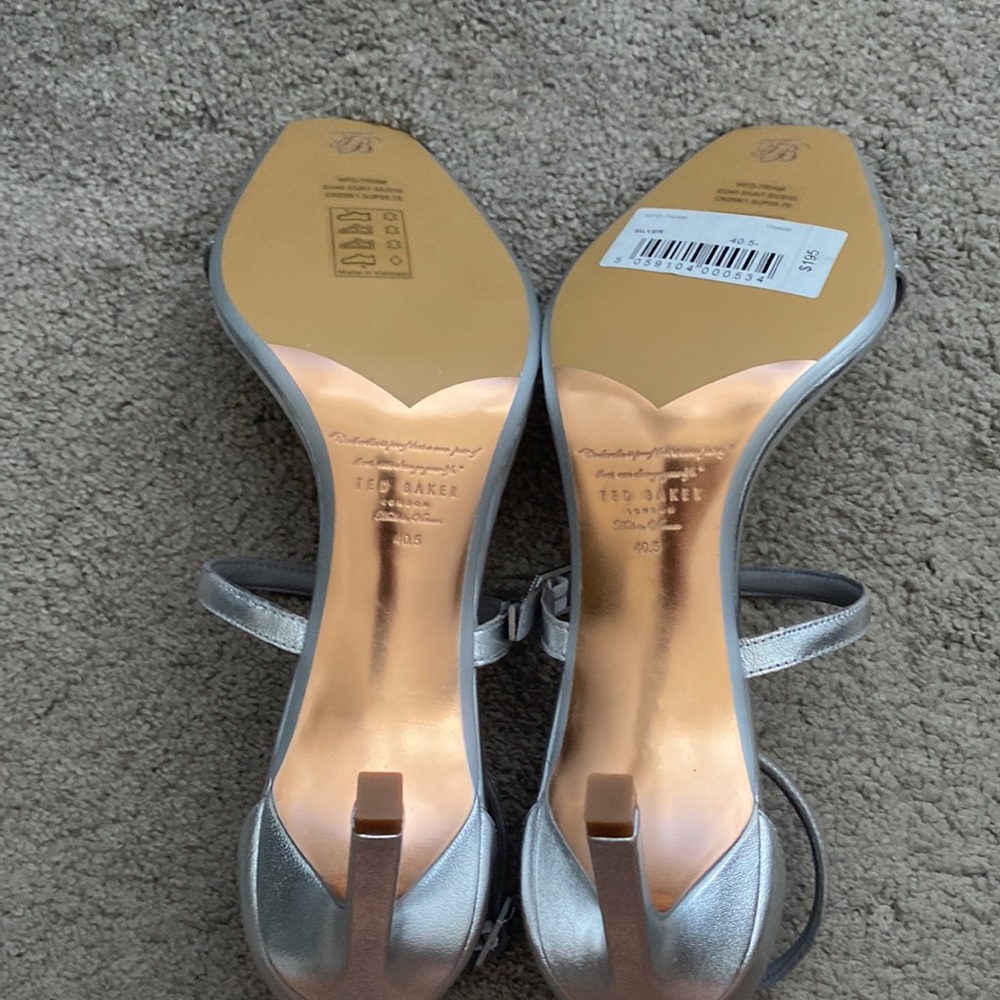 Silver Ted Baker London Stiletto Heels Size 9 & 10 NWT - Picture 6 of 11